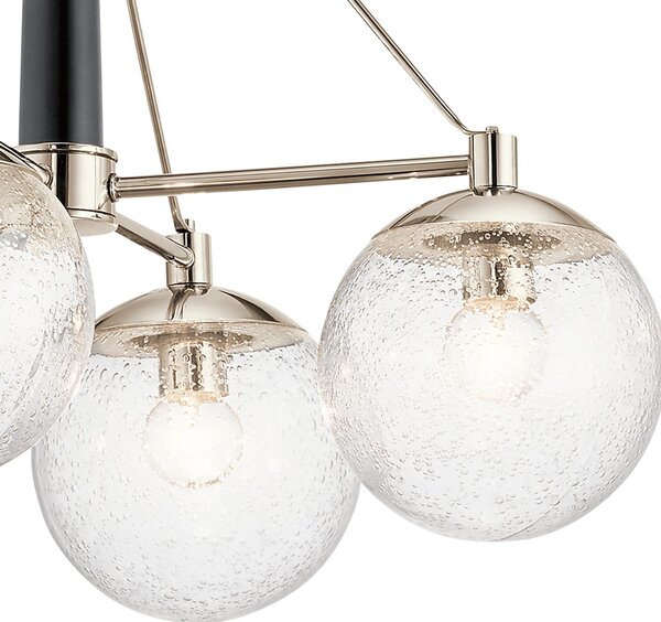 Lampadario Contemporaneo Marilyn Acciaio Nichel Lucido Vetro 4 Luci E27