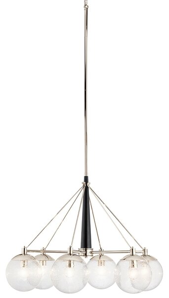 Lampadario Contemporaneo Marilyn Acciaio Nichel Lucido Vetro 6 Luci E27