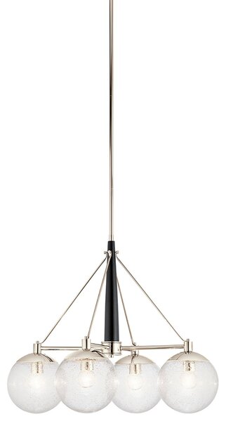 Lampadario Contemporaneo Marilyn Acciaio Nichel Lucido Vetro 4 Luci E27