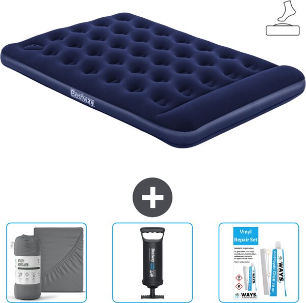 Materasso gonfiabile Bestway - Letto alla francese - 137 x 191 x 28 cm - Blu - Accessori inclusi