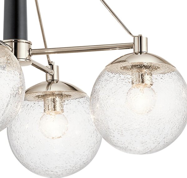 Lampadario Contemporaneo Marilyn Acciaio Nichel Lucido Vetro 4 Luci E27