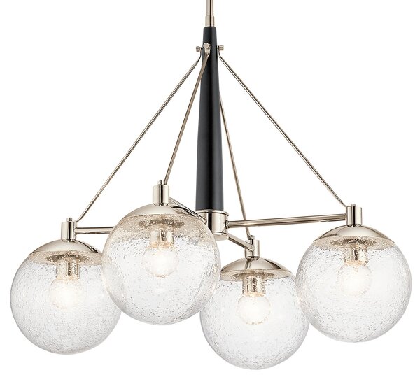 Lampadario Contemporaneo Marilyn Acciaio Nichel Lucido Vetro 4 Luci E27