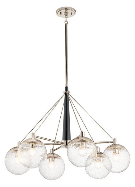Lampadario Contemporaneo Marilyn Acciaio Nichel Lucido Vetro 6 Luci E27