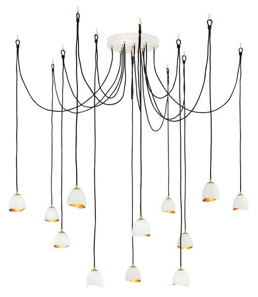 Lampadario Industrial Nordico Nula Acciaio 12 Luci E14