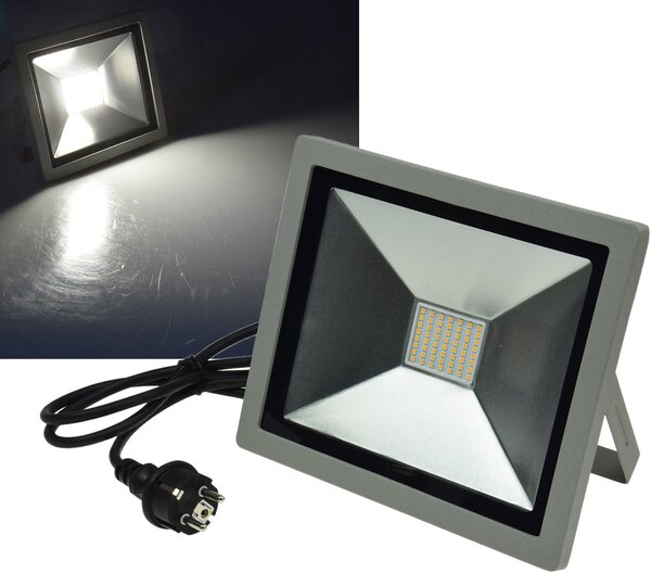 ChiliTec Proiettore LED SlimLine CTF-SLT 50 argento 50W, 3200lm, 4000K, bianco neutro, IP44
