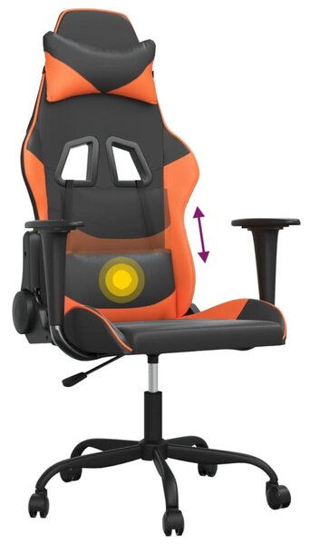VidaXL Sedia da gioco con funzione massaggio in ecopelle nera e arancione