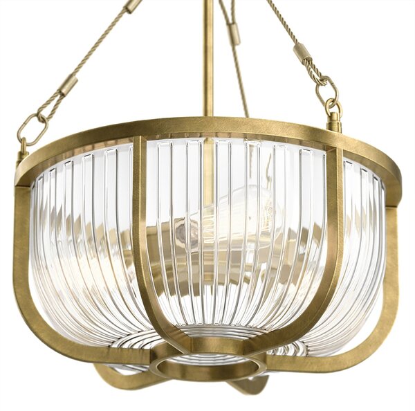 Lampadario Contemporaneo Roux Acciaio Ottone Naturale 3 Luci E27