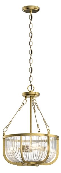 Lampadario Contemporaneo Roux Acciaio Ottone Naturale 3 Luci E27