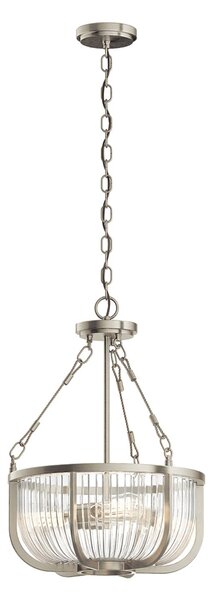 Lampadario Contemporaneo Roux Acciaio Nichel Spazzolato 3 Luci E27