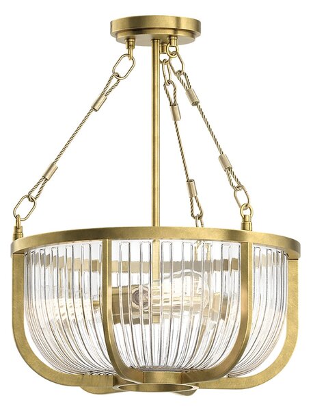 Lampadario Contemporaneo Roux Acciaio Ottone Naturale 3 Luci E27