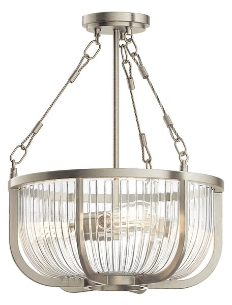 Lampadario Contemporaneo Roux Acciaio Nichel Spazzolato 3 Luci E27