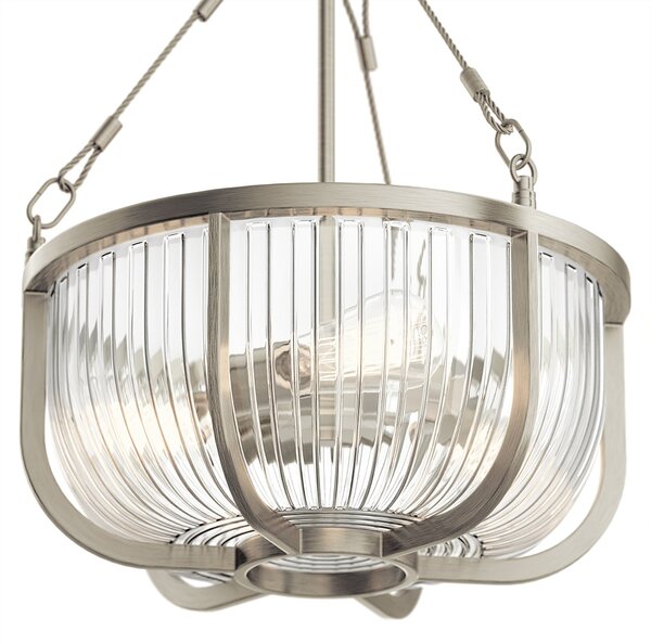 Lampadario Contemporaneo Roux Acciaio Nichel Spazzolato 3 Luci E27