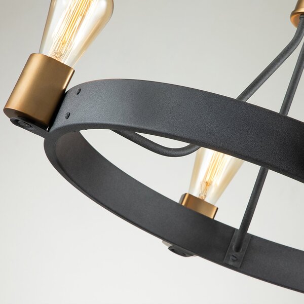 Lampadario Industrial Nordico Silas Acciaio Zinco Antico Ottone 4 Luci E27