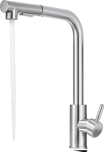 Rubinetto da cucina, controllo acqua calda e fredda, bocca estraibile, nichel spazzolato