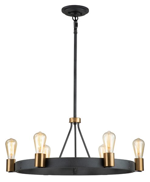Lampadario Industrial Nordico Silas Acciaio Zinco Antico Ottone 6 Luci E27