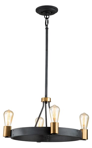 Lampadario Industrial Nordico Silas Acciaio Zinco Antico Ottone 4 Luci E27