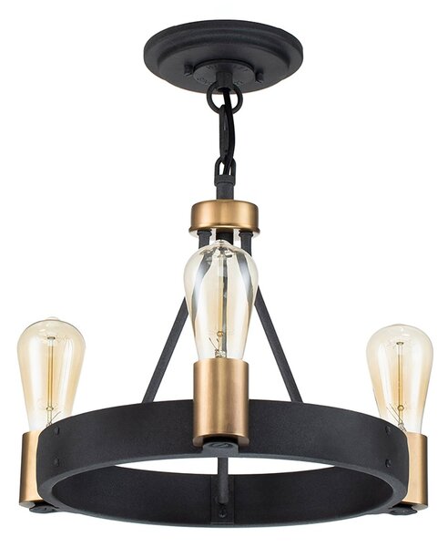 Lampadario Industrial Nordico Silas Acciaio Zinco Antico Ottone 3 Luci E27