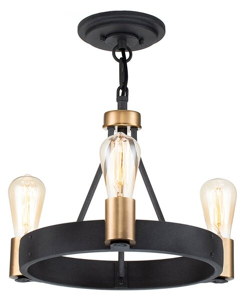 Lampadario Industrial Nordico Silas Acciaio Zinco Antico Ottone 3 Luci E27