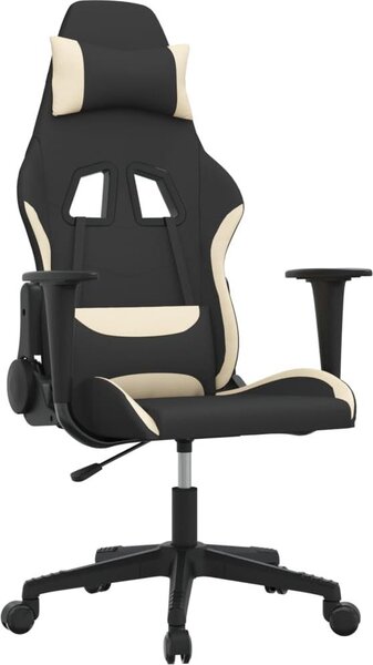 VidaXL Sedia da gioco con funzione massaggio in tessuto nero e crema