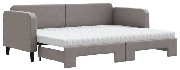 VidaXL Divano letto estraibile con materassi Taupe 80x200 cm Tessuto