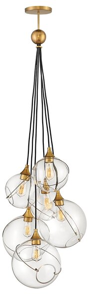 Lampadario Industrial Nordico Skye Acciaio Ottone Antico 6 Luci E27