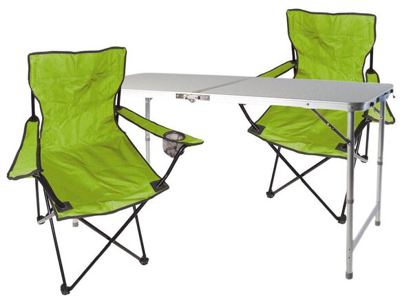 Set da campeggio composto da 3 elementi: tavolo Lime con altezza regolabile e due sedie