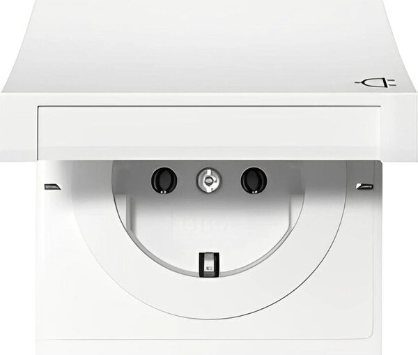 Presa Gira con coperchio ribaltabile, interruttore piatto 4454112, bianco puro, lucido, 1 pz