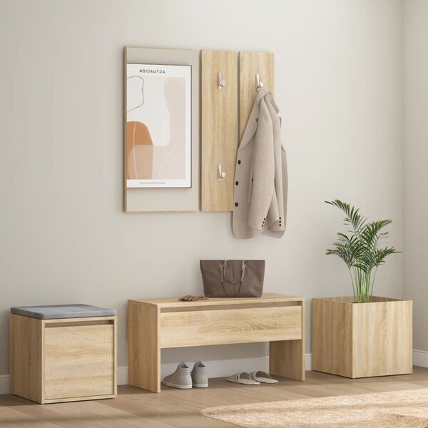 The Living Store Set di mobili per corridoio in legno rovere Sonoma