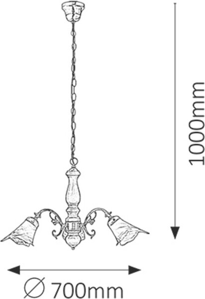 Lampadario Rustic 3 marrone 3xE14x20W in legno, dimensioni: 100x70x70 cm, IP20, Rabalux