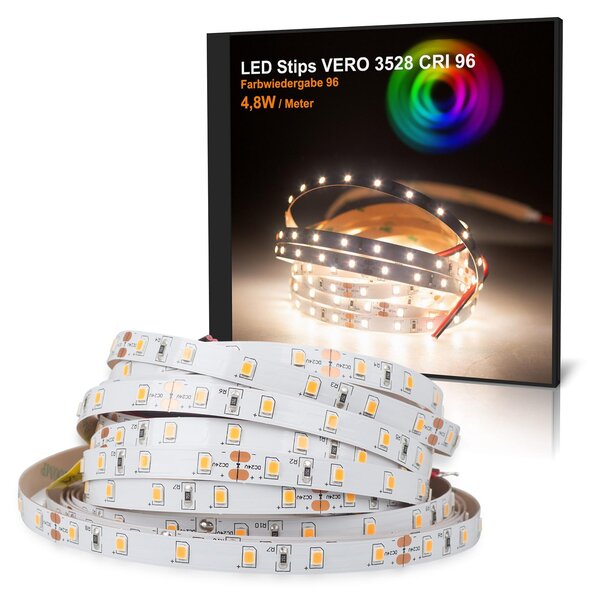 Striscia LED VERO bianco neutro (4000k) CRI 96 24W 5 metri 24V IP20