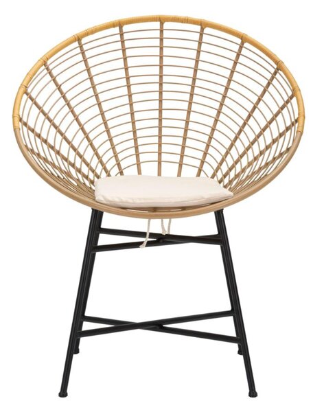 Sedia in metallo con finiture in rattan PANAMA con Cuscino Dimensioni 72x56,5x h 88 cm - peso 5,7 kg linee Anni 70