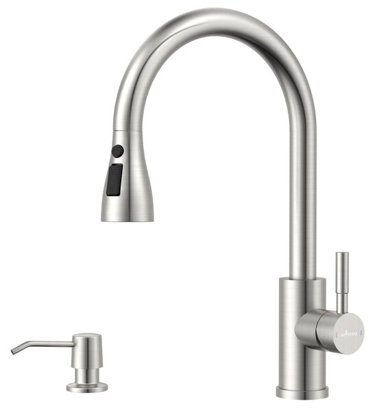 Rubinetto da cucina con doccetta estraibile e dispenser per sapone