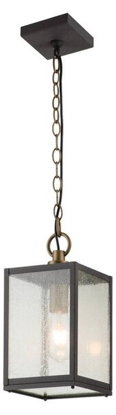 Elstead Lahden Lampada da esterno a sospensione E27 35 cm Zinco invecchiato Trasparente con bolle d'aria IP44