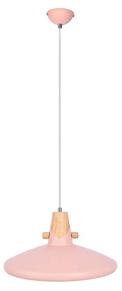 Lampada a sospensione a LED, rosa, in metallo, con aspetto effetto legno, altezza 150 cm