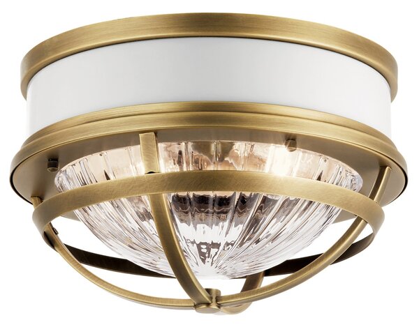 Plafoniera Contemporanea Tollis Acciaio Ottone Naturale Bianco 2 Luci E27