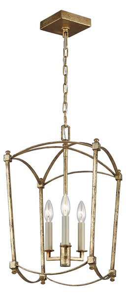 Lampadario Industrial Nordico Thayer Acciaio Doratura Anticata 3 Luci E14