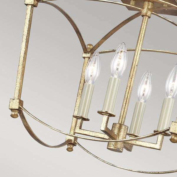 Lampada a Soffitto Industrial Nordico Thayer Acciaio Doratura Anticata Grande 4 Luci E14