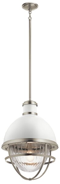 Sospensione Contemporanea Tollis Acciaio Nichel Bianco Grande 1 Luce E27