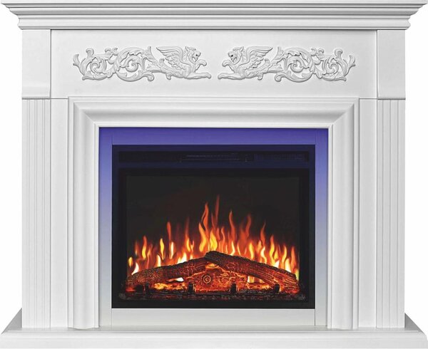 Casa Padrino Camino elettrico LED barocco bianco 121 x 35 x H. 100 cm - Mobili barocchi