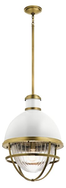 Sospensione Contemporanea Tollis Acciaio Ottone Naturale Bianco Grande Luce E27