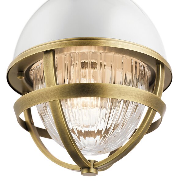 Sospensione Contemporanea Tollis Acciaio Ottone Naturale Bianco 1 Luce E27