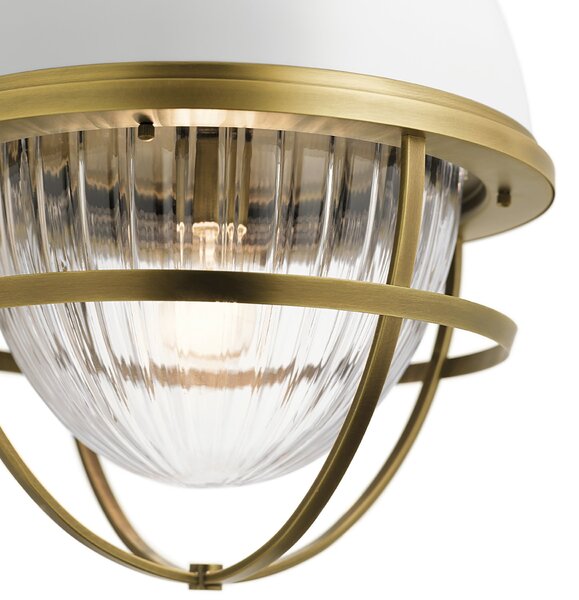 Sospensione Contemporanea Tollis Acciaio Ottone Naturale Bianco Grande Luce E27
