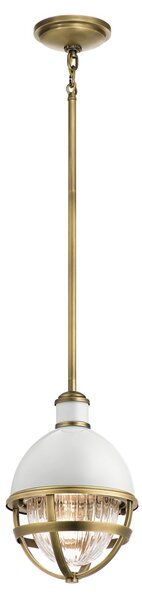 Sospensione Contemporanea Tollis Acciaio Ottone Naturale Bianco 1 Luce E27