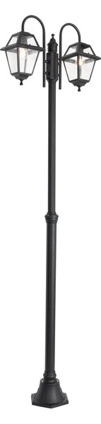 Lanterna da esterno classica nera, 235 cm, 2 luci, IP44, Berta