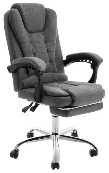 Di volio sedia da ufficio Baldo, ergonomica, grigio scuro, 150 kg, regolazione altezza sedile, poggiapiedi, poggiatesta integrato, PVC, PP, acciaio, PU, tessuto, DV-088OC