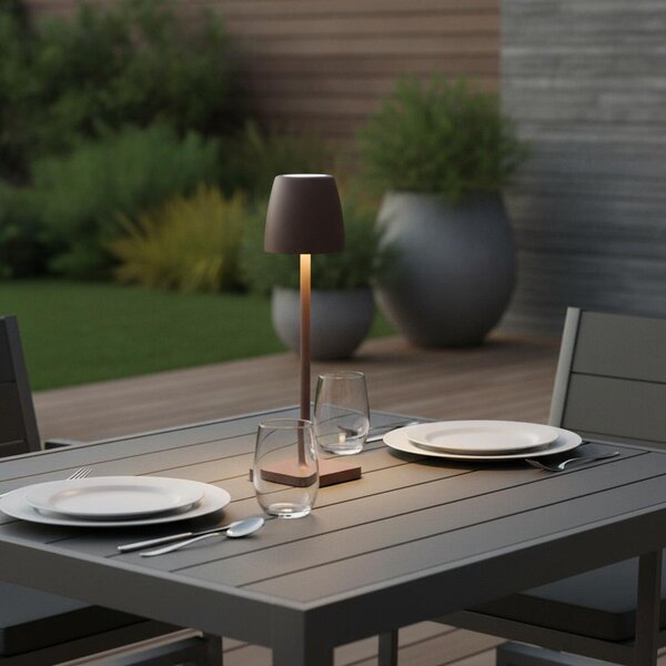 Nova Luce COLT Lampada da tavolo LED marrone ruggine 2W IP54 bianco caldo 8x8,2x30cm 9223412