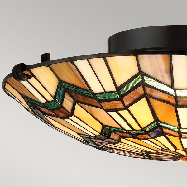 Plafoniera Tiffany Alcott Acciaio Bronzo Valiant 2 Luci E27
