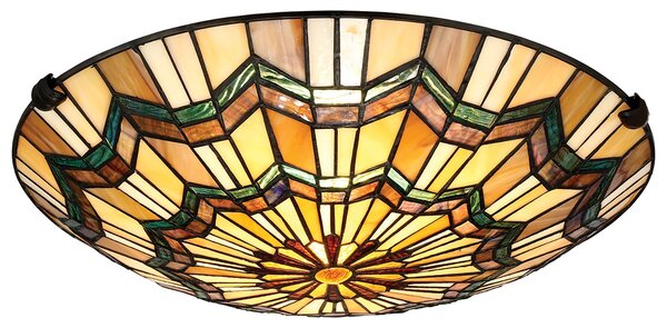 Plafoniera Tiffany Alcott Acciaio Bronzo Valiant 2 Luci E27