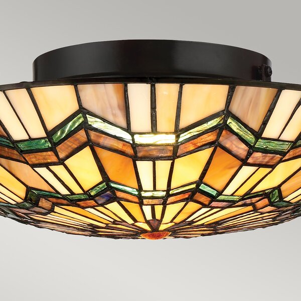 Plafoniera Tiffany Alcott Acciaio Bronzo Valiant 2 Luci E27