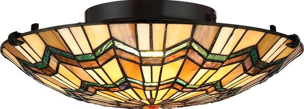 Plafoniera Tiffany Alcott Acciaio Bronzo Valiant 2 Luci E27